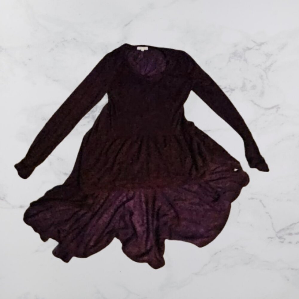 Maurice's Burgendy Hi-Low Lace Long Sleeve Blouse - Good Condition